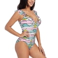 thumbnail image 1 of Yiaed Space Doodle Print Women's Ruffled One Piece Swimsuit V Neck Swimwear Slimming Monokini for Woman-Small, 1 of 8