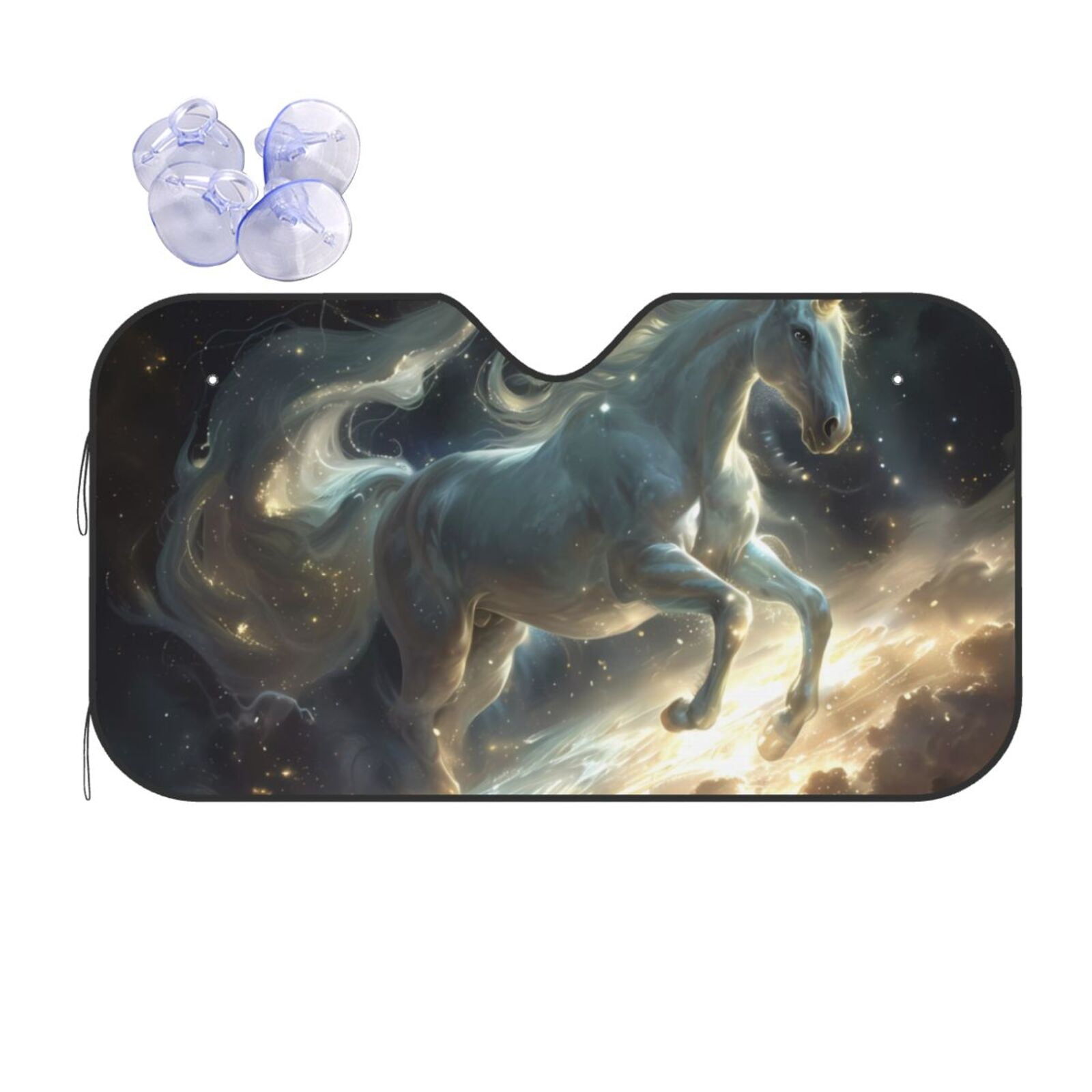Horse Hand Drawn Pattern Print Car Sun Shade