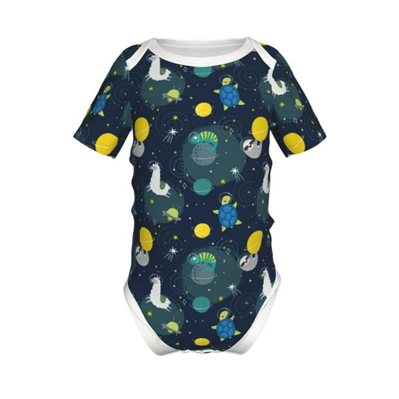 Yiaed Space and Animals Print Infant Climbing Short Sleeve Onesie One-Piece Baby Bodysuit Clothes 0-12 Months -12 Months