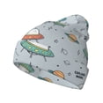 thumbnail image 1 of Yiaed Spaceship Print Winter Beanie for Men Women, Fleece Lined Beanie Soft Warm Knit Hat Ski Stocking Cuffed Ca, 1 of 6