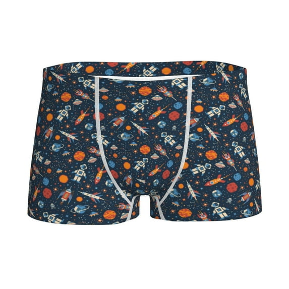 Yiaed Spaceships And Stars In Outer Space Print Boys' Boxer Briefs Cotton Casual Stretch Comfort Boys Boxers - Kids Boxer Briefs Underwear for Boys (6-18)-Medium