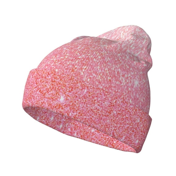 Yiaed Sparkly Glitter Print Winter Beanie for Men Women, Fleece Lined Beanie Soft Warm Knit Hat Ski Stocking Cuffed Ca