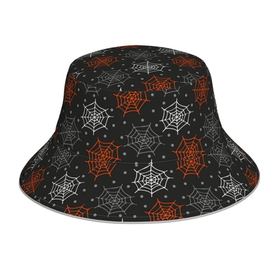 Yiaed Spider Web Print Reflective Stripe Bucket Hat Unisex Funny Outdoor Fisherman Cap Beach Sun Hat