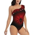thumbnail image 1 of Yiaed Spider on the Web Print Women One Piece Swimsuits Tummy Control One Shoulder Bathing Suits Pattern Ruffle Swimwear-Medium, 1 of 8