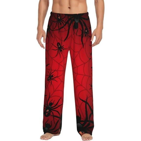 Yiaed Spiders On The Web And Space Print Men's Lounge Pants, Loose PJ Bottoms, Long Pajama Pants for Men-X-Large
