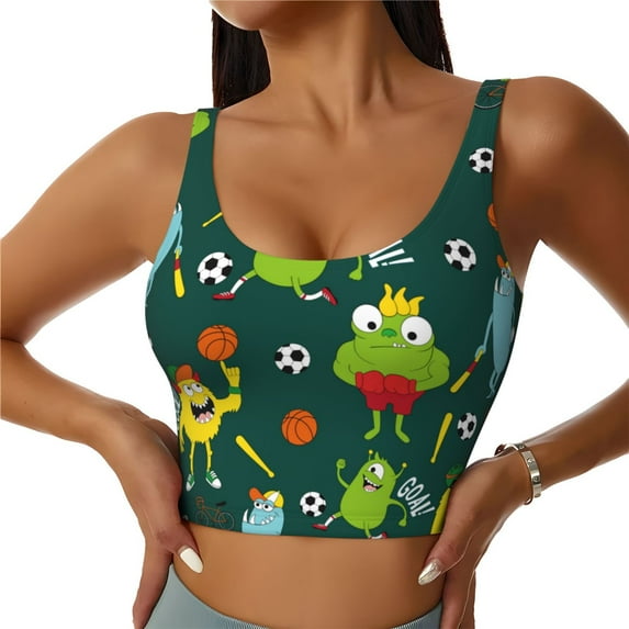 Yiaed Sport Monster Print Ladies Waistcoat Women Sports Vest Vest Sports Women Sports Top Yoga Vest for women-Large