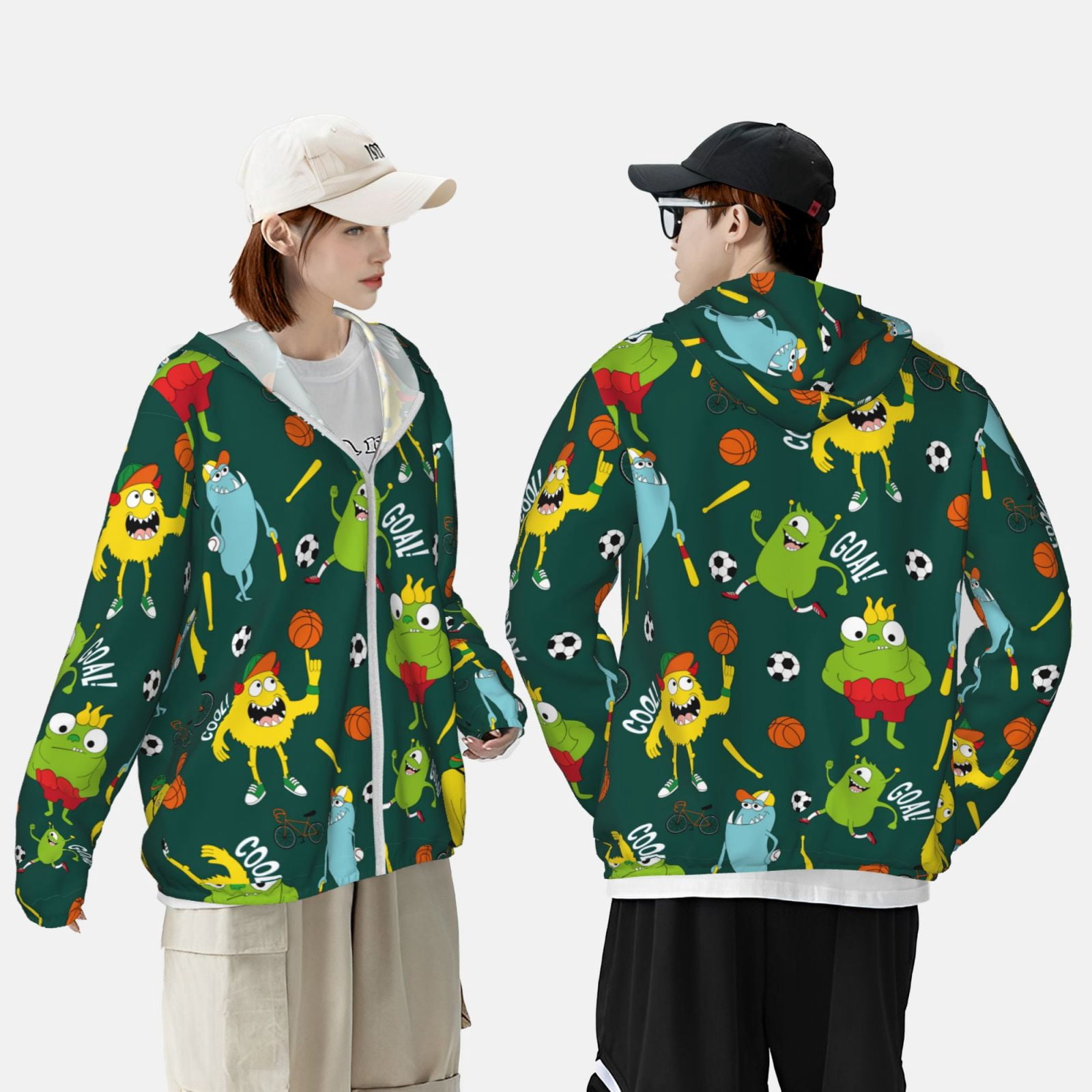 Yiaed Sport Monster Print Sun Shirts UPF 50+ Protection Hoodie Rash ...