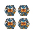 thumbnail image 1 of Yiaed Spring Butterfly Flowers Print Leather Coasters for Drinks - Cup Coasters Coffee Table Kitchen Table Bar, Home & Office Gifts Handmade Drink Coasters-Hexagon, 1 of 6