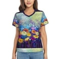 thumbnail image 1 of Yiaed Spring Flower Seasonal Print Women's T Shirt V-Neck Short Sleeve Shirt Casual Breathable Tee Summer Tops-XX-Large, 1 of 5