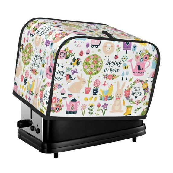 Yiaed Spring Flowers Birds Print Two Slice Bread Machine Cover, Universal Size Kitchen Appliance Cover for Bread Machine,Bread Machine Cover