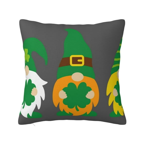 Yiaed Spring St Patrick’S Day Irish Gnomes Print Pillow Covers Super Soft Decorative Square Throw Pillow Covers Case Cushion Covers for Sofa Couch Bedroom Car Decor(No pillow core)-22"x22"