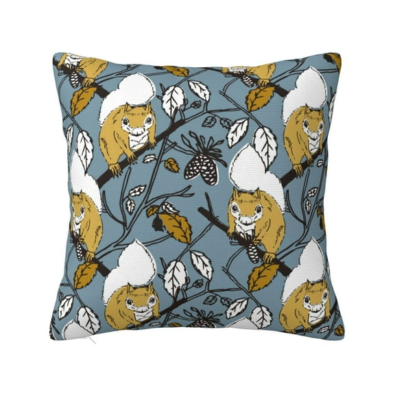Yiaed Squirrel And Leaves Print Pillow Covers Super Soft Decorative Square Throw Pillow Covers Case Cushion Covers for Sofa Couch Bedroom Car Decor(No pillow core)-20"x20"
