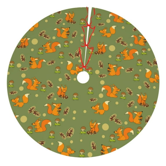 Yiaed Squirrel And Nuts Print Christmas Tree Skirt , Tree SkirtsTree Mat for Christmas Winter Holiday Indoor Decorations-36"