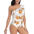 thumbnail image 1 of Yiaed Squirrel Playing Print Women One Piece Swimsuits Tummy Control One Shoulder Bathing Suits Pattern Ruffle Swimwear-Small, 1 of 8