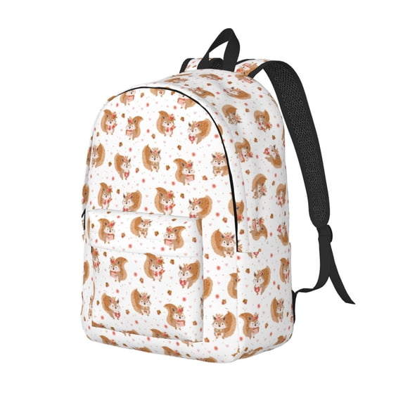Yiaed Squirrel And Rose Print Print Laptop Backpack Travel Canvas Backpack Vintage Aesthetic Backpack for School Knapsack Backpack Backpack for School-Medium