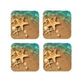 thumbnail image 1 of Yiaed Starfish And Seashell 1 Print Leather Coasters for Drinks - Cup Coasters Coffee Table Kitchen Table Bar, Home & Office Gifts Handmade Drink Coasters-Square, 1 of 6