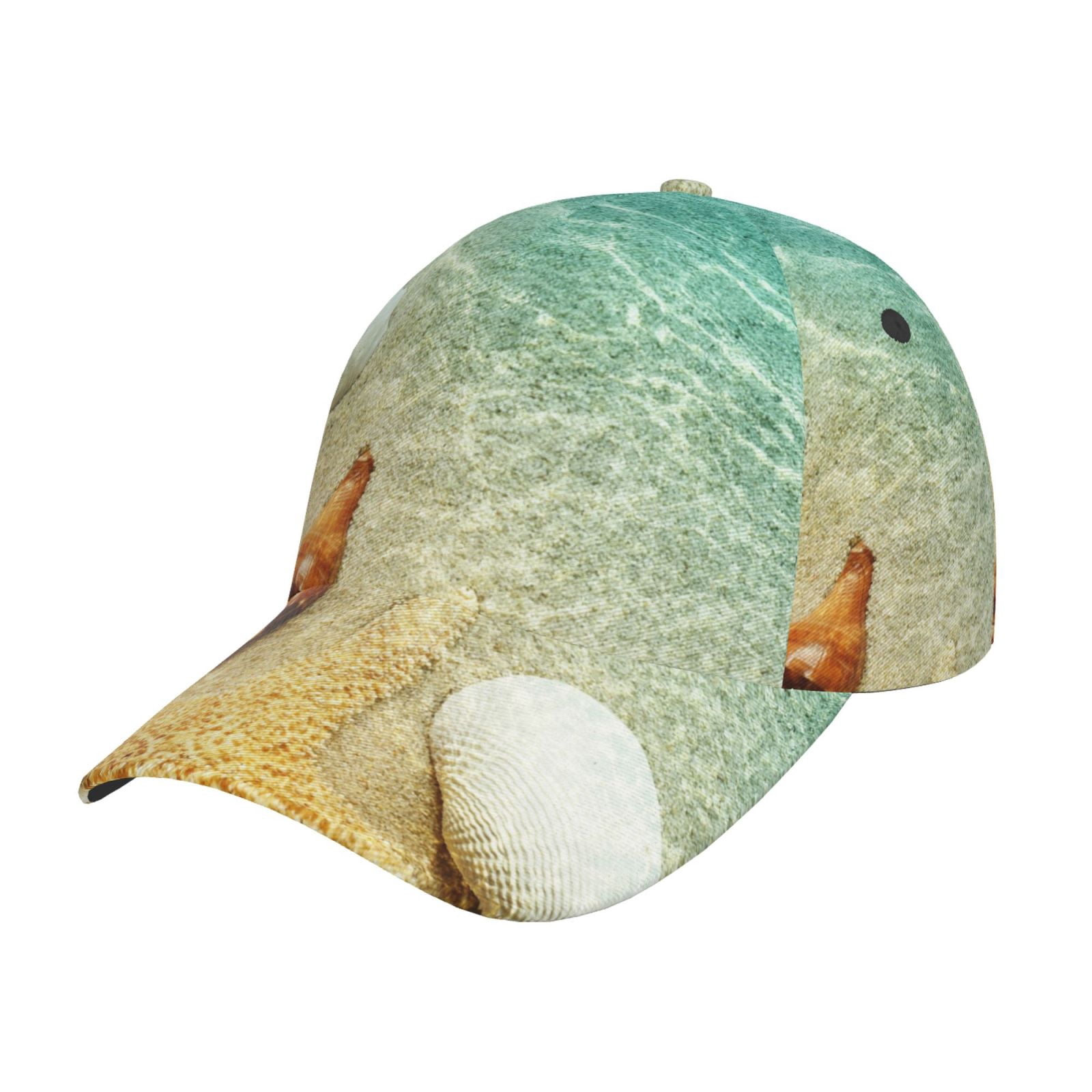 Yiaed Starfish And Seashell On The Beach Print Cap Adjustable Size for ...