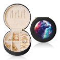 thumbnail image 1 of Yiaed Starry Multicolored Wolf Print Travel Jewelry Case Bridesmaid Gift Boxes Jewelry Travel Organizer Small Round Jewelry Box Mini Storage-Black, 1 of 7