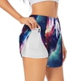 thumbnail image 1 of Yiaed Starry Multicolored Wolf Print Women's Running Shorts with Liner 3 Zipper Pockets Elastic Workout Athletic Gym Yoga Shorts-X-Large, 1 of 7