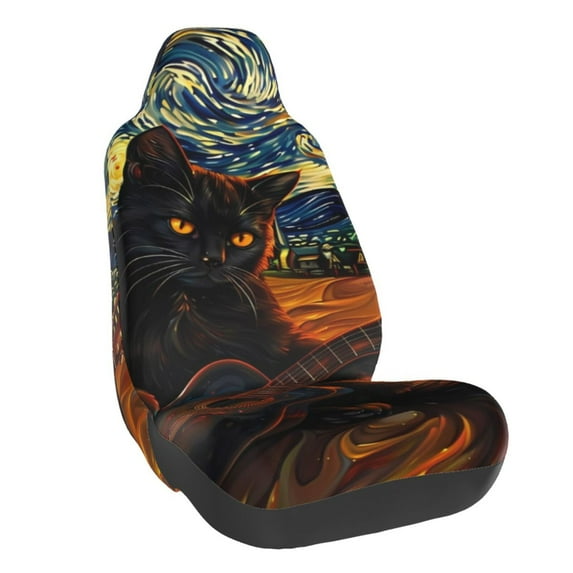 Yiaed Starry Night Cat Guitarist A Print Car Seat Covers,Universal Auto Seats Protector Fits for Car,SUV Sedan,Truck,Automotive Seat Covers & Accessories