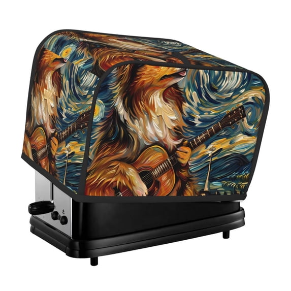 Yiaed Starry Night Guitar Dog Print Two Slice Bread Machine Cover, Universal Size Kitchen Appliance Cover for Bread Machine,Bread Machine Cover