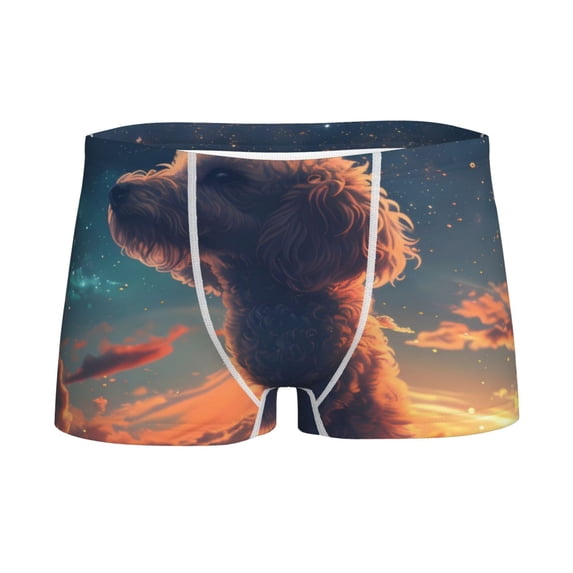 Yiaed Starry Sky Cloud Puppy Print Boys' Boxer Briefs Cotton Casual Stretch Comfort Boys Boxers - Kids Boxer Briefs Underwear for Boys (6-18)-X-Small