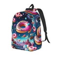 thumbnail image 1 of Yiaed Starry Sky Colorful Donut Print Print Laptop Backpack Travel Canvas Backpack Vintage Aesthetic Backpack for School Knapsack Backpack Backpack for School-, 1 of 5