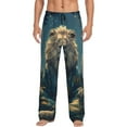 thumbnail image 1 of Yiaed Starry Sky Meditating Lion Print Men's Lounge Pants, Loose PJ Bottoms, Long Pajama Pants for Men-Small, 1 of 5
