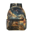 thumbnail image 1 of Yiaed Starry Sky White Horse Print School Backpack College Backpack Daypacks for Students High School Spacious and Durable Daypack for Work and Travel-One Size, 1 of 6