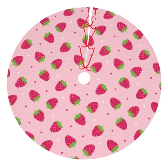 Yiaed Strawberries Print Christmas Tree Skirt , Tree SkirtsTree Mat for Christmas Winter Holiday Indoor Decorations-36"