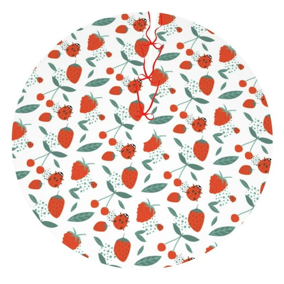 Yiaed Strawberries Print Christmas Tree Skirt , Tree SkirtsTree Mat for Christmas Winter Holiday Indoor Decorations-36"