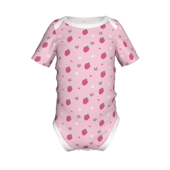 Yiaed Strawberries Print Infant Climbing Short Sleeve Onesie One-Piece Baby Bodysuit Clothes 0-12 Months -6 Months