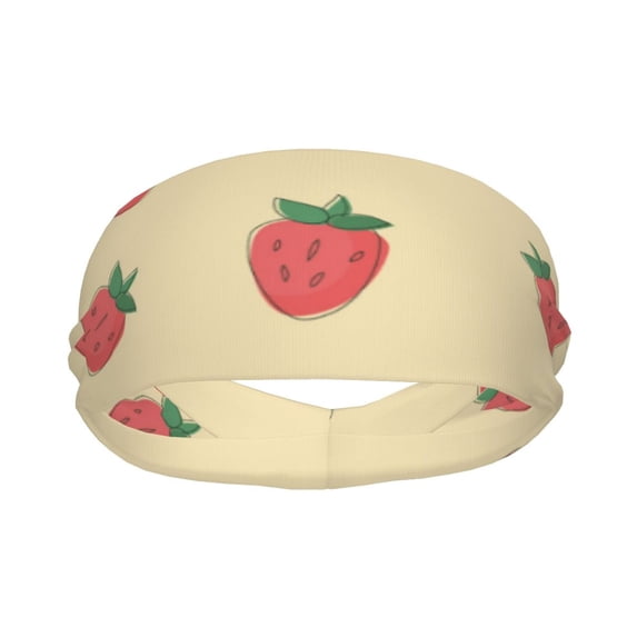Yiaed Strawberries Print Sports Headbands,Moisture Wicking Workout Headband, Sweatband Headbands for Running,Cycling for Women and Men