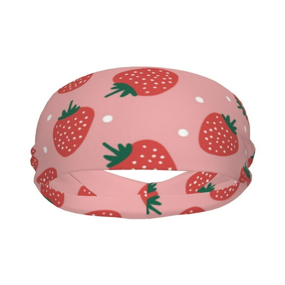 Yiaed Strawberries Print Sports Headbands,Moisture Wicking Workout Headband, Sweatband Headbands for Running,Cycling for Women and Men