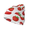thumbnail image 1 of Yiaed Strawberries Print Winter Beanie for Men Women, Fleece Lined Beanie Soft Warm Knit Hat Ski Stocking Cuffed Ca, 1 of 6