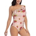 thumbnail image 1 of Yiaed Strawberries Print Women One Piece Swimsuits Tummy Control One Shoulder Bathing Suits Pattern Ruffle Swimwear-Large, 1 of 8