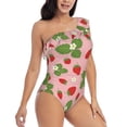 thumbnail image 1 of Yiaed Strawberries Print Women One Piece Swimsuits Tummy Control One Shoulder Bathing Suits Pattern Ruffle Swimwear-Small, 1 of 8