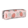 thumbnail image 1 of Yiaed Strawberry And Flowers Print Leather Pencil Case - Leather Pen Pencil Holder - Elegant & Practical Pencil Pouch for Work & Office, 1 of 7