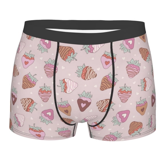 Yiaed Strawberry Cake Print Men's Soft Cotton Boxer Shorts Breathable Boxers Underwear Moisture-Wicking Underwear Stretch Boxer Briefs for Man-Large