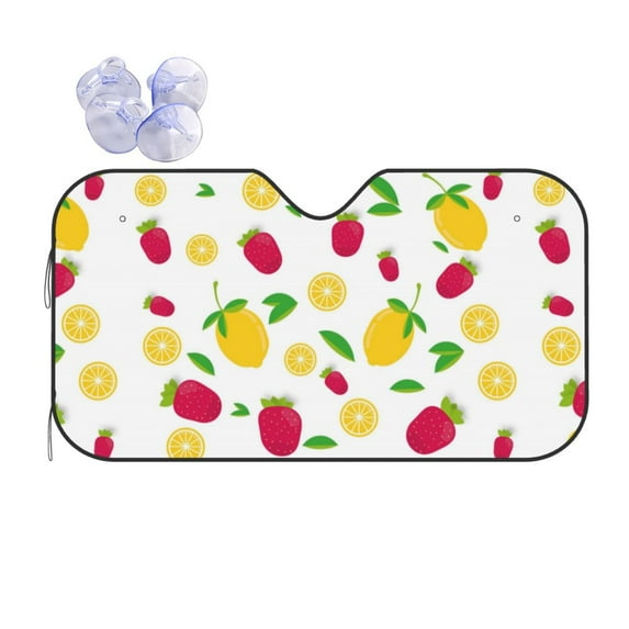 Yiaed Strawberry and Lemon Print Car Windshield Sunshade Front Auto Car Front Window Sun Shade Foldable Sun Visor Shield Cover Auto Accessories for Sedan SUV Truck-Small