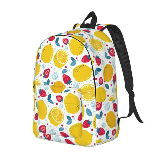 Yiaed Strawberry Lemon Print Print Laptop Backpack Travel Canvas Backpack Vintage Aesthetic Backpack for School Knapsack Backpack Backpack for School-Medium