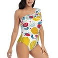 thumbnail image 1 of Yiaed Strawberry Lemon Print Women One Piece Swimsuits Tummy Control One Shoulder Bathing Suits Pattern Ruffle Swimwear-Large, 1 of 8