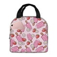 thumbnail image 1 of Yiaed Strawberry Popsicle Print Insulated Lunch Bag Reusable Cute Tote Lunch Box, Leakproof Cooler Lunch Bags for Work Office Travel School Picnic, 1 of 5