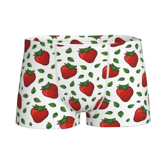 Yiaed Strawberry Print Boys' Boxer Briefs Cotton Casual Stretch Comfort Boys Boxers - Kids Boxer Briefs Underwear for Boys (6-18)-X-Large