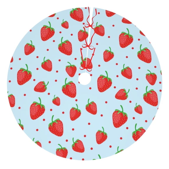 Yiaed Strawberry Print Christmas Tree Skirt , Tree SkirtsTree Mat for Christmas Winter Holiday Indoor Decorations-36"