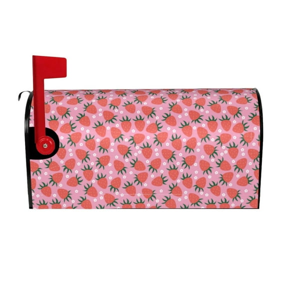 Yiaed Strawberry Print Mailbox Covers, Magnetic Mailbox Cover, Mail Box Covers for Garden Outdoor Decor Box Covers-21x18 in