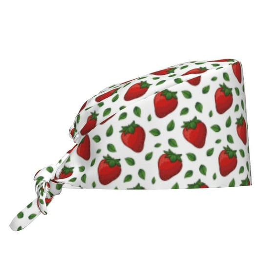 Yiaed Strawberry Print Turban Hat for Women Men Comfortable Adjustable Cleaning Working Cap with Sweatband