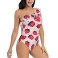 thumbnail image 1 of Yiaed Strawberry Print Women One Piece Swimsuits Tummy Control One Shoulder Bathing Suits Pattern Ruffle Swimwear-Large, 1 of 8