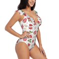 thumbnail image 1 of Yiaed Strawberry Print Women's Ruffled One Piece Swimsuit V Neck Swimwear Slimming Monokini for Woman-Medium, 1 of 8