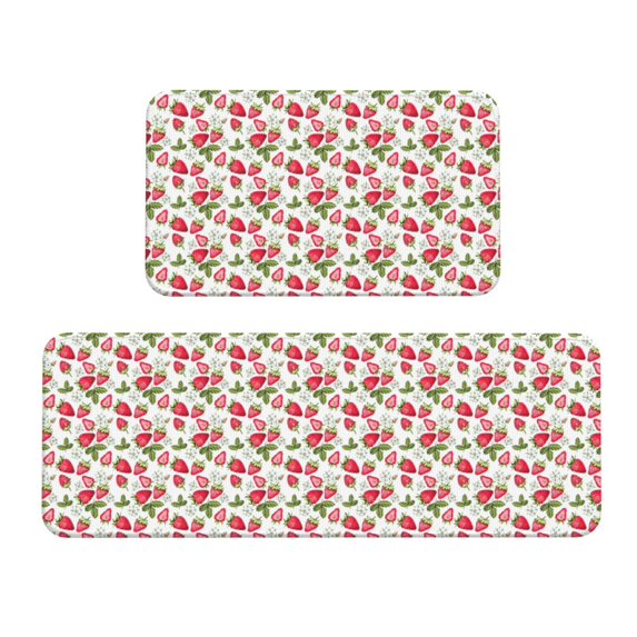 Yiaed Strawberry1 Kitchen Rugs Sets of 2 Kitchen Mats Cushioned Anti Fatigue Kitchen Rug Tapetes Para Cocina for Sink,Laundry Room